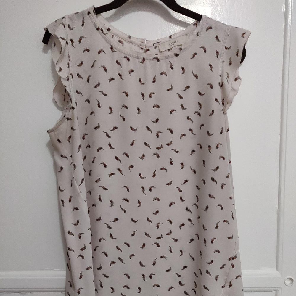 Ann Taylor Loft - Feather Print Top (Size L)